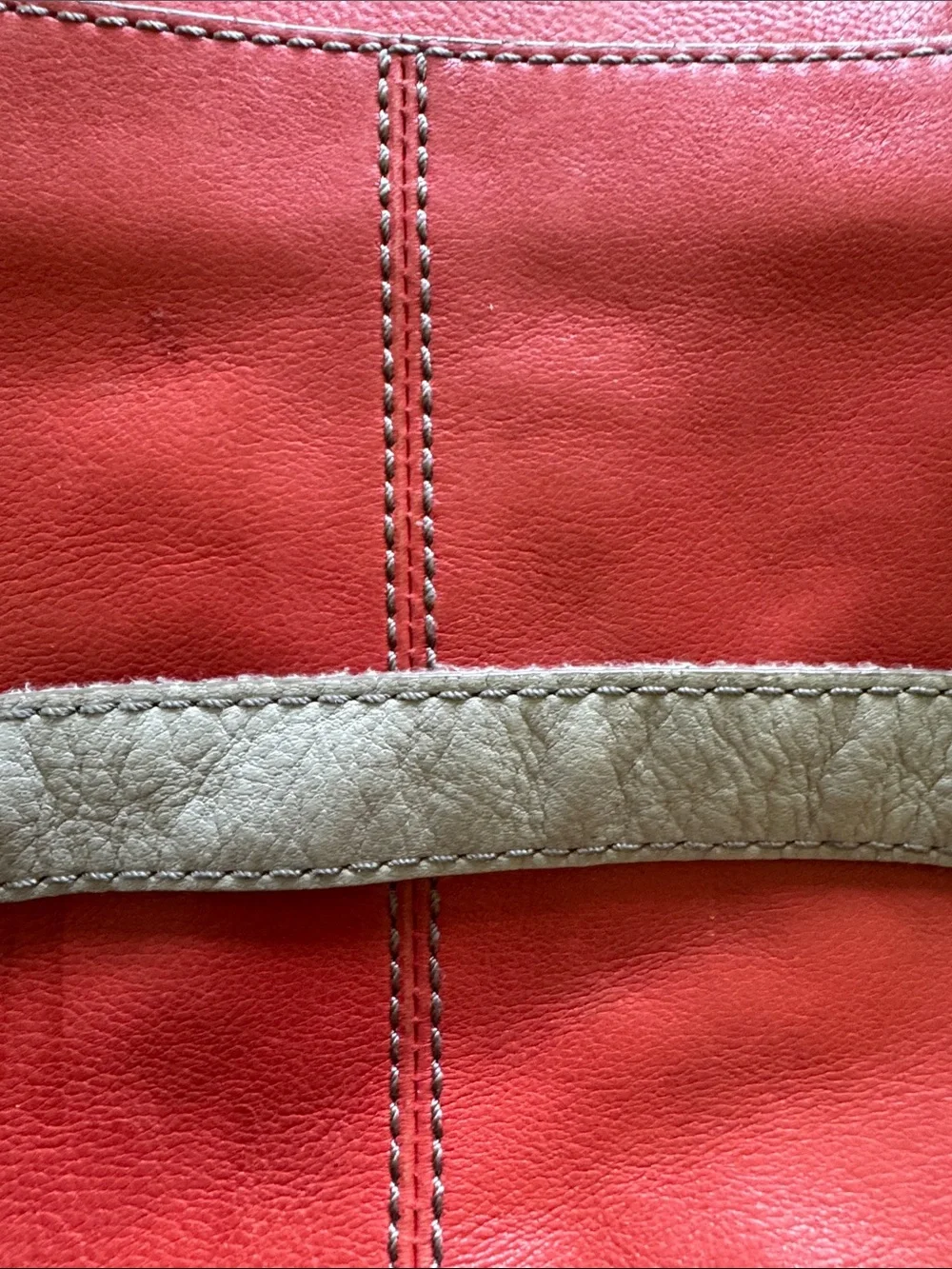 Fossil Leather Crossbody Bag Colorblock Coral Cream Neutral Adjustable Strap